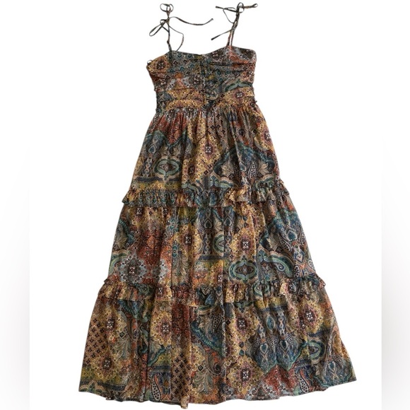 NWT Socialite Ruched Bodice Tie‎ Strap Maxi Sundress Small S Wedding Guest Party - Picture 2 of 15